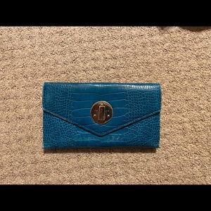 Smythson of England teal color leather wallet